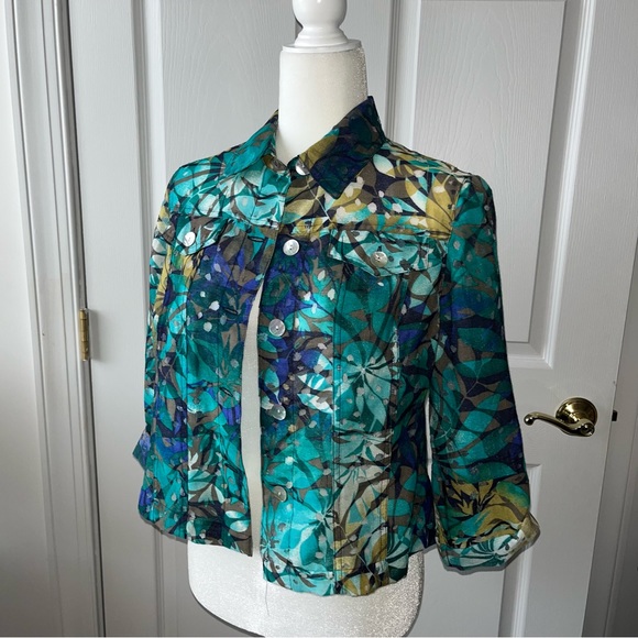 Ruby Rd. Jackets & Blazers - Ruby Rd Long Sleeve Floral Button Up Sheer Blazer Sz 8P